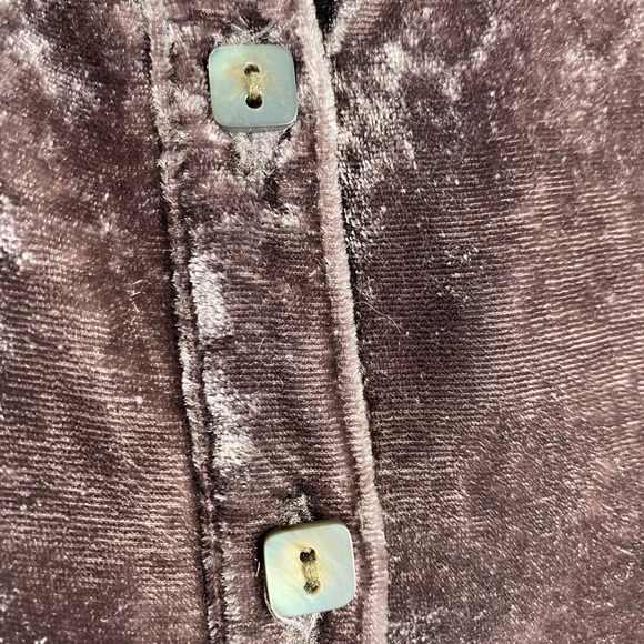 J.Jill Brown Crushed Velvet 100% Rayon High/Low Long Sleeve Button down Shirt - Picture 8 of 13